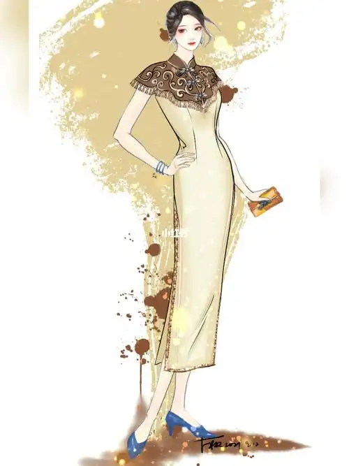 如果我有一张船票,你会不会跟我走#改良旗袍  #服装设计  #手绘