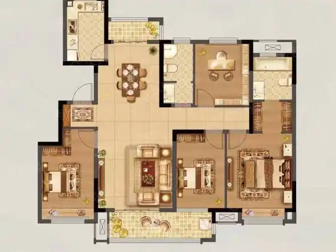 信达城铂悦公馆4室2厅2卫户型图