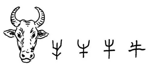 【牛】字是象形字,像牛头的形状.