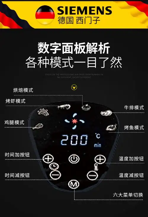 德国空气炸锅家用新款多功能全自动无油电炸锅大容量气炸薯条机|液晶