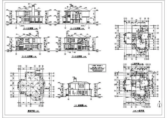 施工图 平面图 小别墅 立面图 剖面图 ,别墅平面图,别墅平面,小别墅