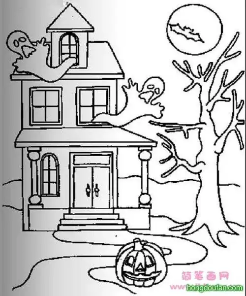 恐怖房子简笔画