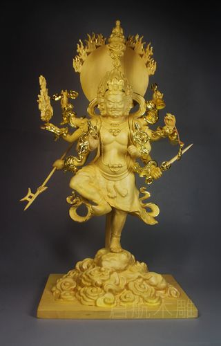 秽迹金刚清刀雕刻手工手工制制作唐密木雕佛像木雕