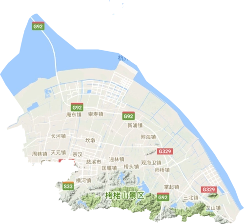 慈溪市高清地形地图,慈溪市高清谷歌地形地图