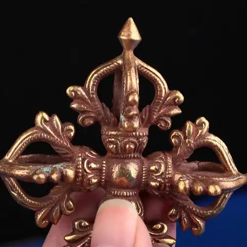 藏传佛教用品尼泊尔进口手工纯铜密宗法器五钴十字摆件