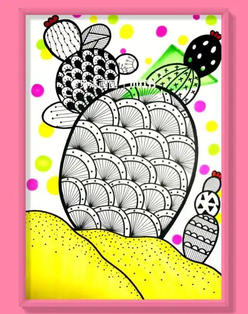 少儿创意美术  #儿童画  #创意美术  #创意线描  #线描  适合7-8岁