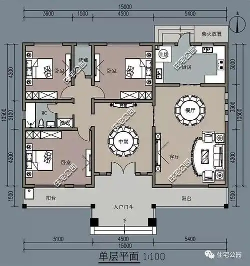 15万自建农村一层别墅,附户型方案图,实用又好看_盖房知识_图纸之家