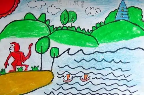 少儿书画作品-远山风景/儿童书画作品远山风景欣赏_中国少儿美术网