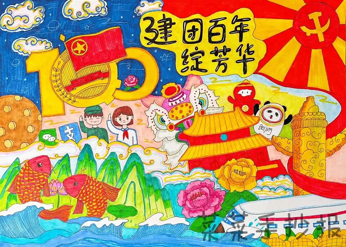 建团百年,红色主题,爱国爱党主题画万 - 抖音