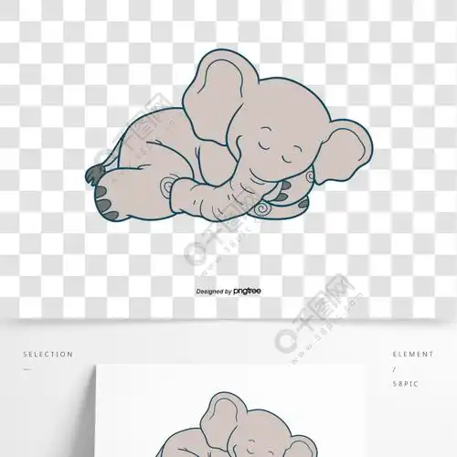 卡通可爱睡觉大象矢量