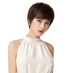 高档梦唯诗假发女短发时尚真发型全头套式短卷发自然气质真人发丝