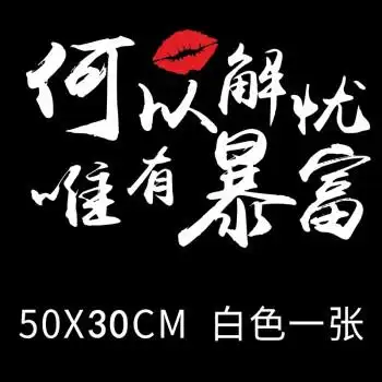 汽车个性创意车身贴何以解忧唯有暴富励志文字车贴改装后窗贴网红