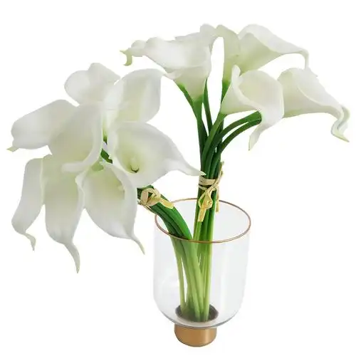 北欧ins花艺pu手感白色马蹄莲花束餐桌花假仿真花