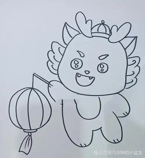 创意美术《龙年邮票》儿童画 1,工具材料:马克笔,勾线笔,卡纸 2,适合