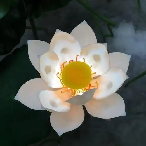 仿真荷花室外动态仿真花装饰水池假山观景假花防水自动开合互动图片