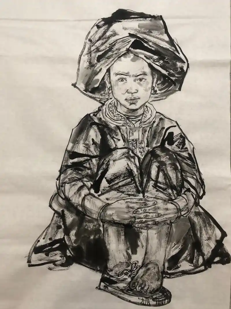 《红土地》水墨人物创作过程记录#作品欣赏 #人物画 #书画艺 - 抖音