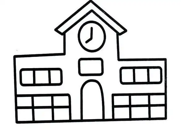 学校门前景色简笔画小学