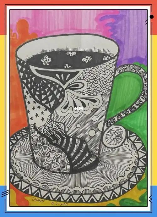 马克笔线描杯子69岁课效