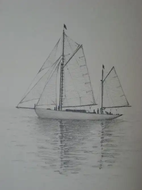 海中帆船的铅笔画50张