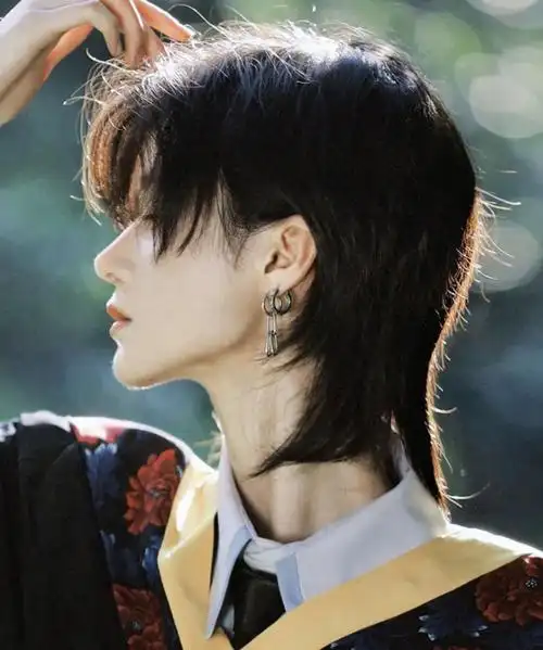 穆娅弥狼尾假发男长发中分鲻鱼头女韩版帅气男生武士头男士发全头套浅