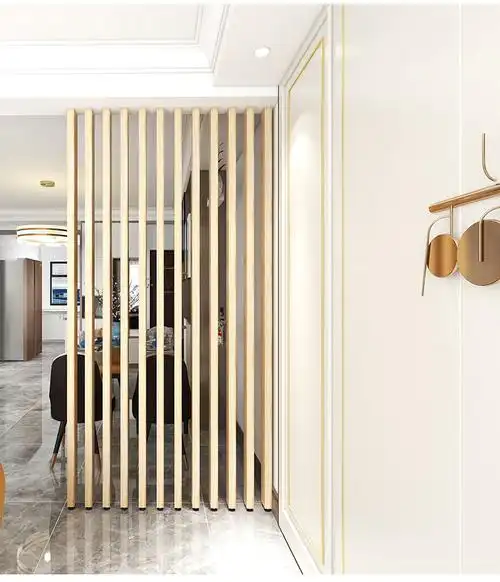 柯甄隔断客厅玄关铝合金方通格栅方管墙实木栅栏立柱竖条现代简约铝方