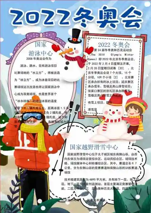 竖版2022北京冬奥会卡通小报手抄报docx