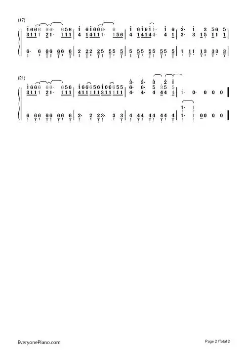 history-one direction双手简谱预览2