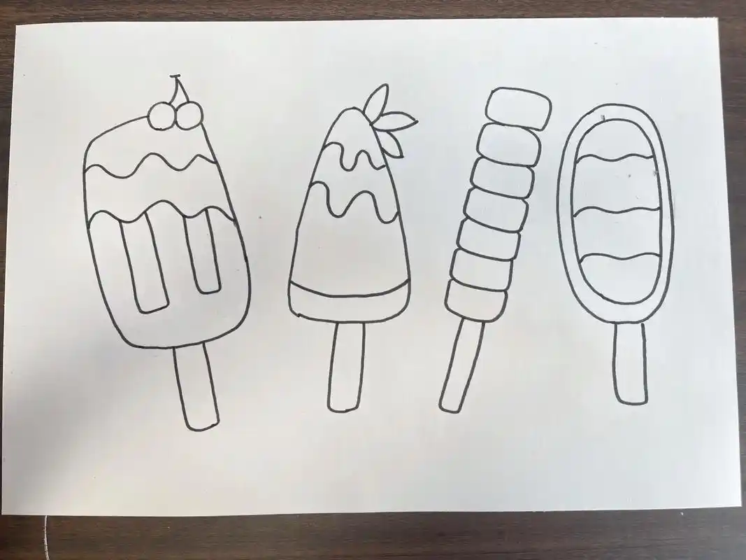 一分钟教你画夏天雪糕(附教程)绘画过程:①先用铅笔起稿② - 抖音