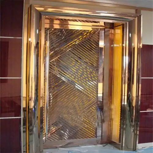 吉达旺定制酒吧包厢玫瑰金不锈钢门框 商场大厦仿古铜拉丝门套