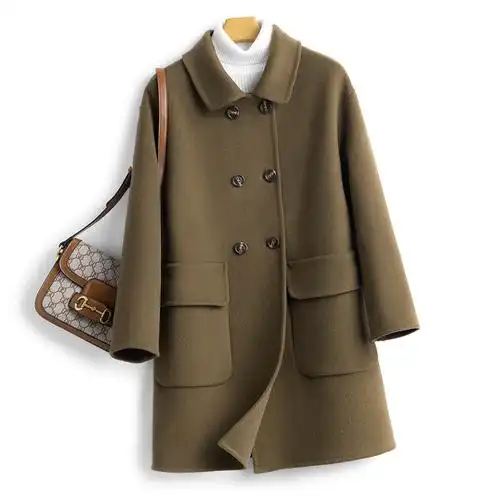 24秋冬新款双面纯羊毛呢子大衣女士中长款毛呢外套韩版宽松大码