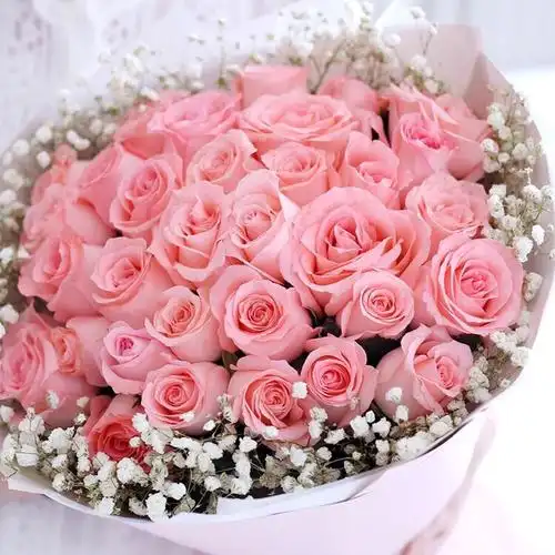 33粉玫瑰2公仔花束170080