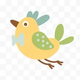 卡通黄色小鸟绿色翅膀