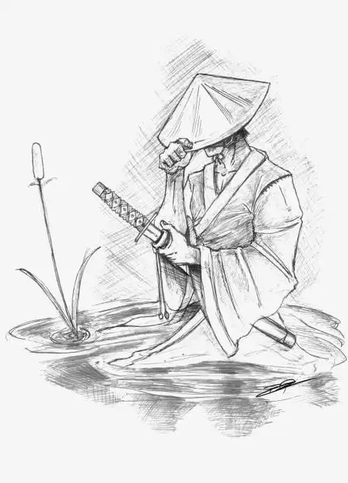 戴斗笠渔民简笔画