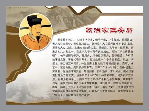 名人名言展板政治家王安石生平介绍psd素材免费下载