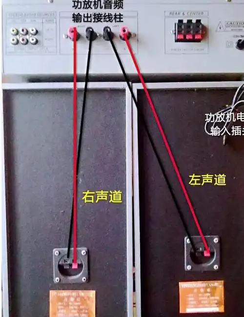 老式功放与音箱接线图(音箱后面的4个接口lf,hf图解)