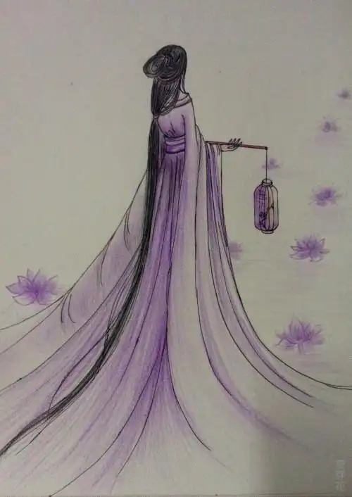 女侠背影背剑古风