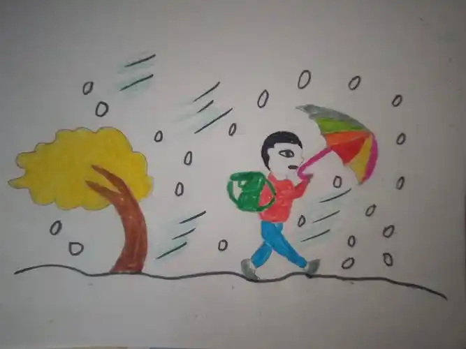 宝塔河小学三年级画展(七) 《风来了》