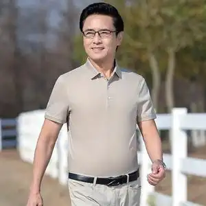 中老年短袖t恤男翻领纯色爸爸装夏季新款中年polo衫612p98图片