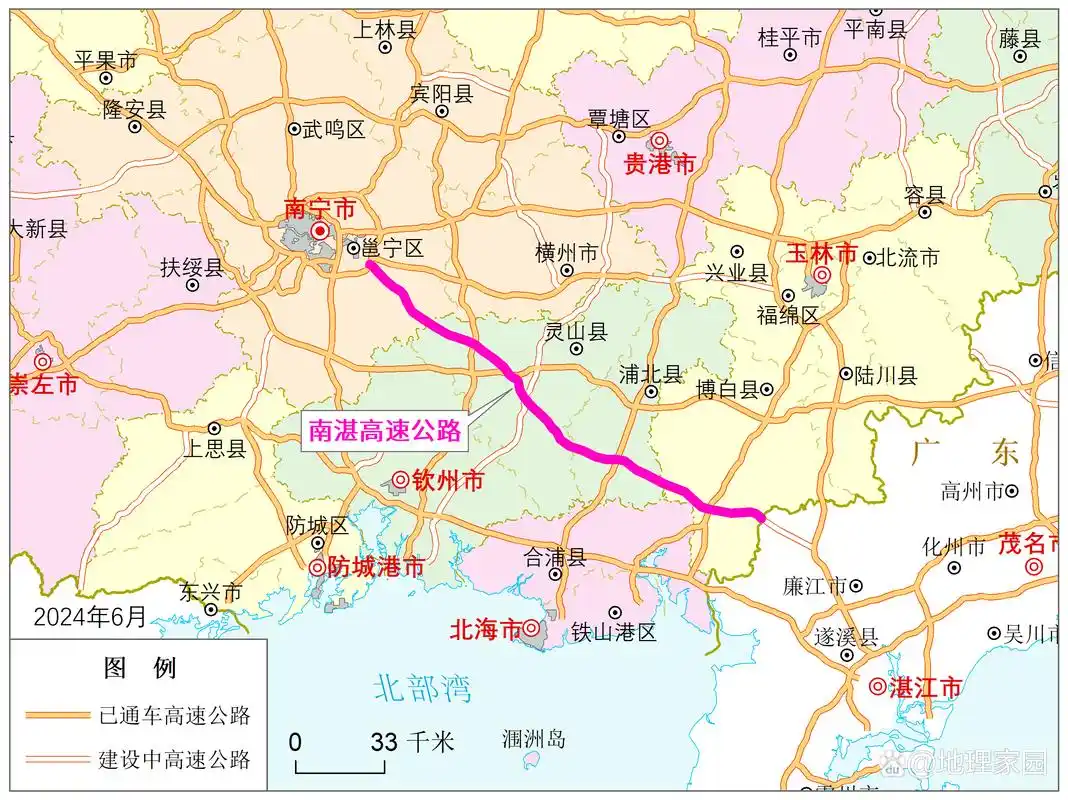 南湛高速公路广西段6月18日通车,广西高速公路建设全面领先邻省