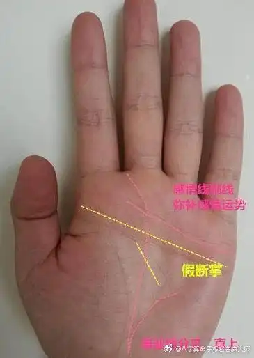 你的手相属于假断掌,本来断掌之人脾气不好.