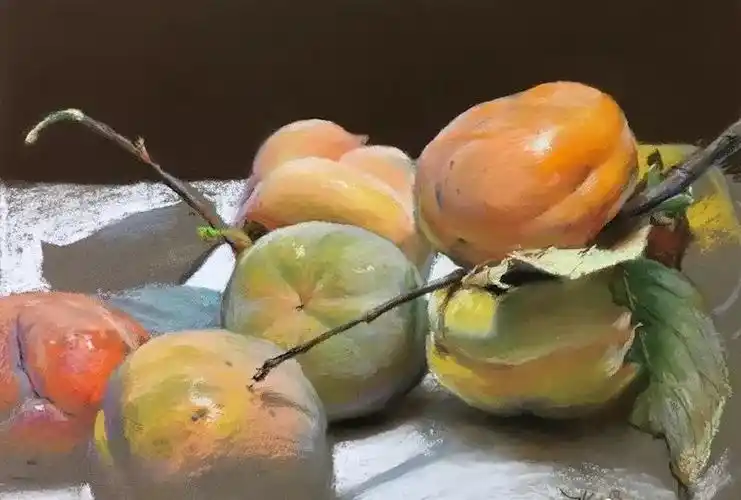 再看这些水果静物,远看像照片?