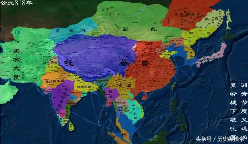 吐蕃鼎盛版图,硬撼三大帝国吐蕃和大唐之间,以安史之乱为界.