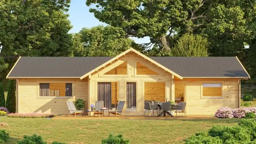 木结构房屋案例施工效果图 #庭院设计 #原木生活 #木屋建造 - 抖音