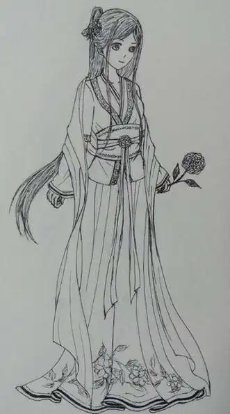 铅笔画古装美女简笔画