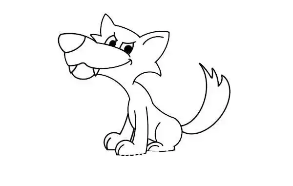 卡通大灰狼简笔画的画法步骤教程