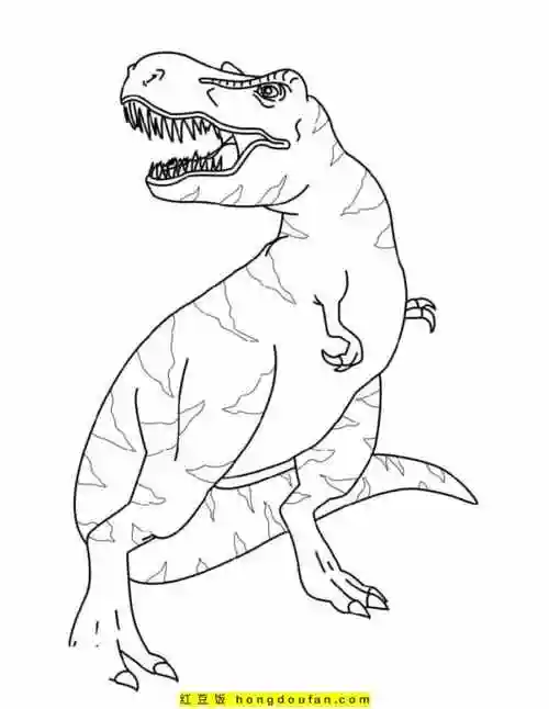 12张喷发的火山咆哮的霸王龙卡通涂色图片