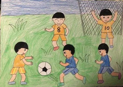 参加校内足球漫画的作品,画中描述的内容,反应的是"足球精神",要学会