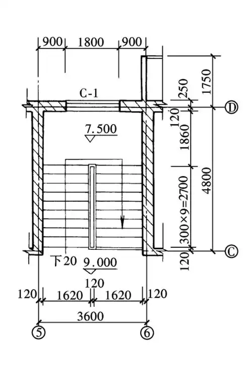 pc客户端 考试大全 违法和不良信息举报 在线客服在楼梯平面图中,尺寸