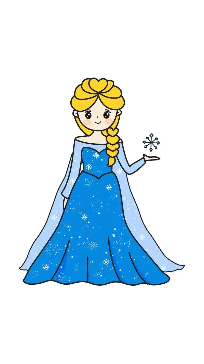 怎么画艾莎公主简笔画.#艾莎公主 #简笔画 #儿童画 #启蒙 - 抖音