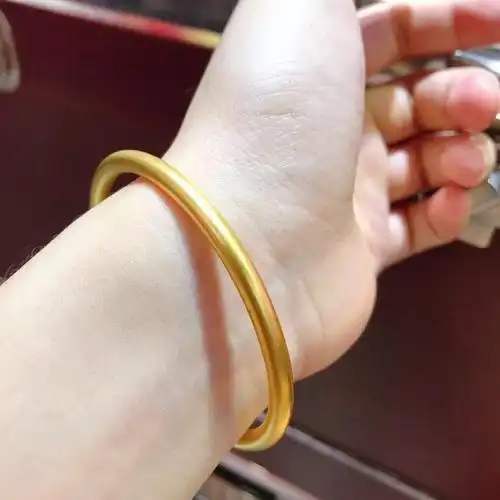 万足金9999手镯黄金古法手镯水贝黄金批发黄金实心手镯千足金手环
